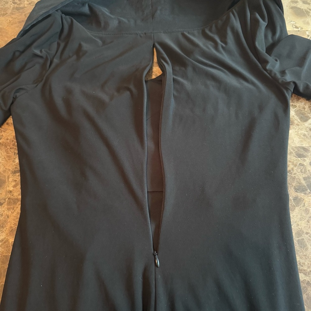 Adrianna Papell Dress Size 10 Black Stretchy Tuxedo Collar Party Cocktail - Picture 8 of 12